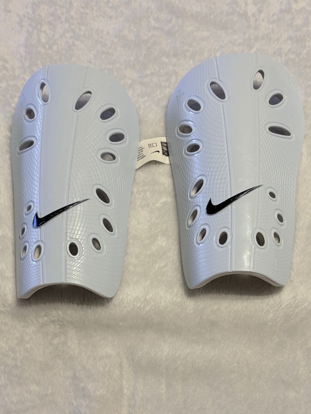 Nike White Shin Guards with Black Swoosh - 2 Sets